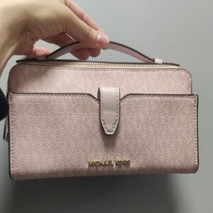 Michael Kors Pale Pink Pebbled Leather Satchel with Gold Hardware